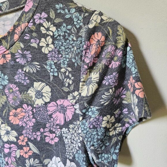 EUC LILY WHITE FLORAL CREW NECK BABYDOLL TIERED DRESS SIZE L - Picture 7 of 14